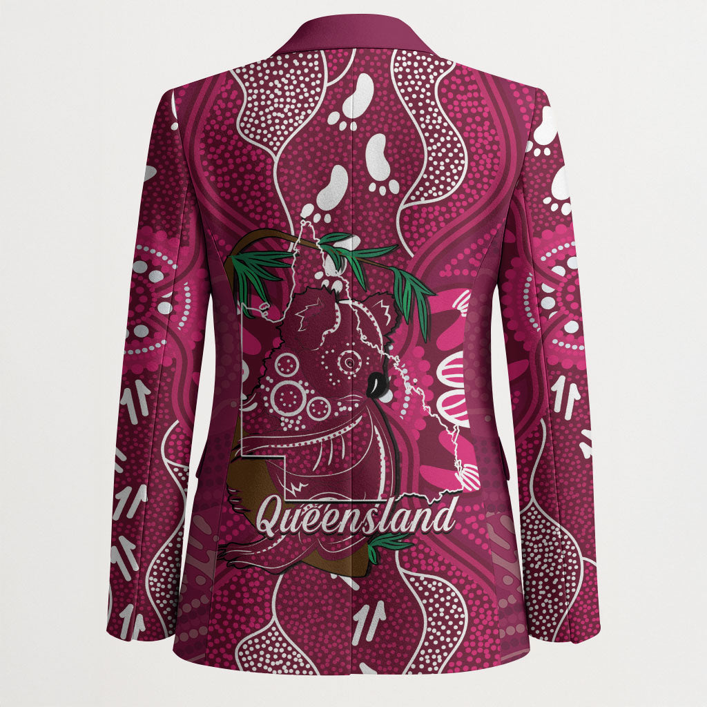 Australia Queensland Day Blazer Koala With Map Aboriginal Art
