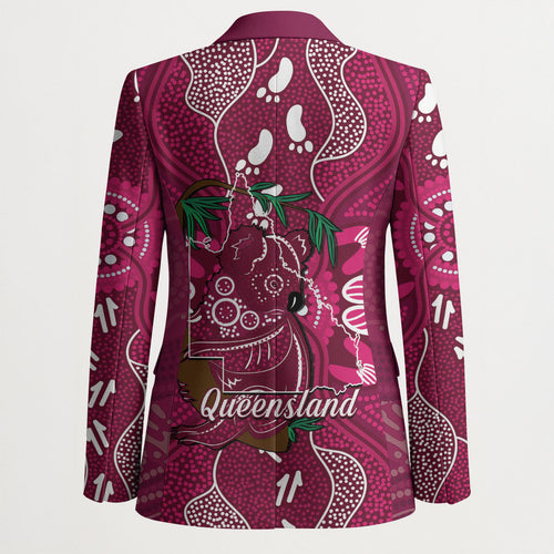 Australia Queensland Day Blazer Koala With Map Aboriginal Art