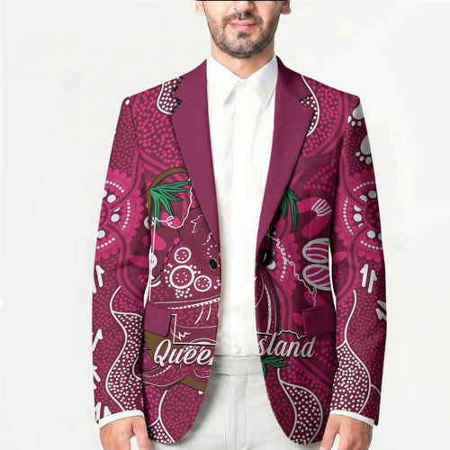 Australia Queensland Day Blazer Koala With Map Aboriginal Art