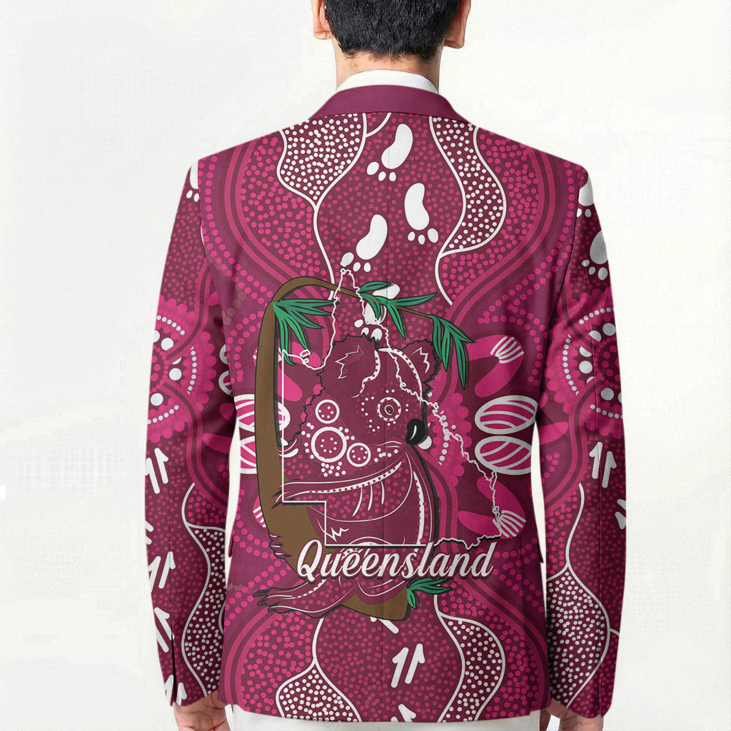 Australia Queensland Day Blazer Koala With Map Aboriginal Art