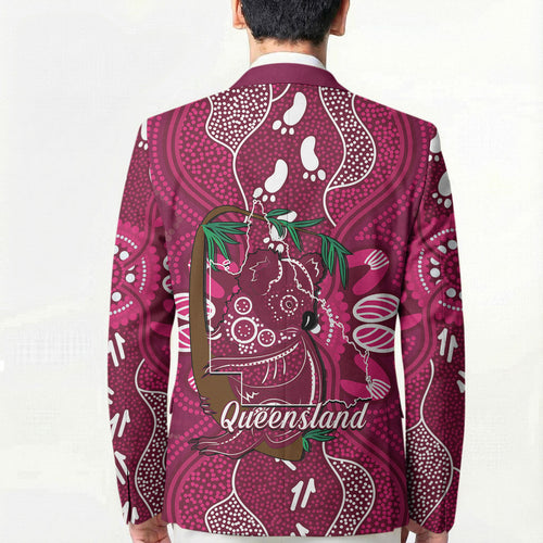 Australia Queensland Day Blazer Koala With Map Aboriginal Art