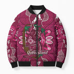 Australia Queensland Day Bomber Puffer Jacket Koala With Map Aboriginal Art