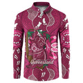 Australia Queensland Day Button Sweatshirt Koala With Map Aboriginal Art