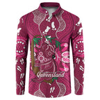 Australia Queensland Day Button Sweatshirt Koala With Map Aboriginal Art