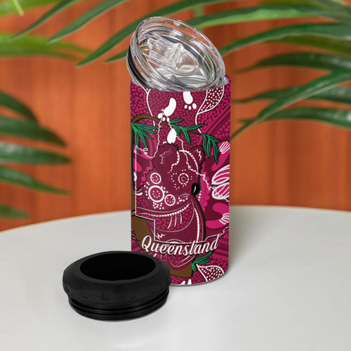 Australia Queensland Day 4 in 1 Can Cooler Tumbler Koala With Map Aboriginal Art
