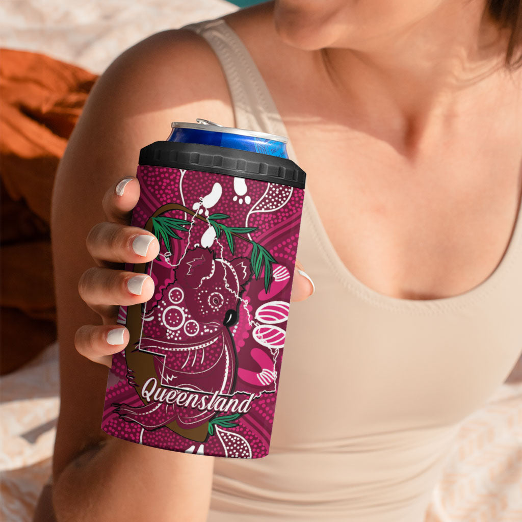 Australia Queensland Day 4 in 1 Can Cooler Tumbler Koala With Map Aboriginal Art