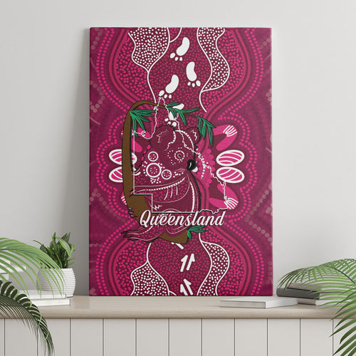 Australia Queensland Day Canvas Wall Art Koala With Map Aboriginal Art
