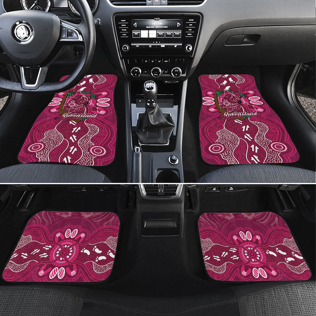 Australia Queensland Day Car Mats Koala With Map Aboriginal Art