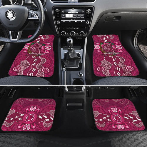 Australia Queensland Day Car Mats Koala With Map Aboriginal Art