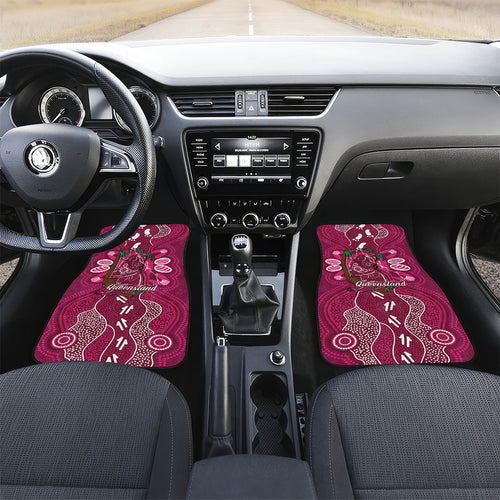 Australia Queensland Day Car Mats Koala With Map Aboriginal Art