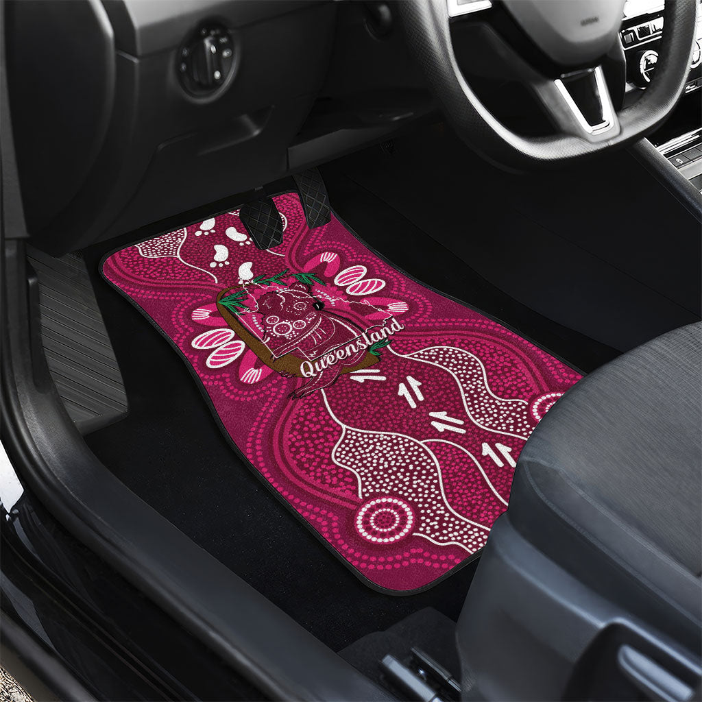 Australia Queensland Day Car Mats Koala With Map Aboriginal Art