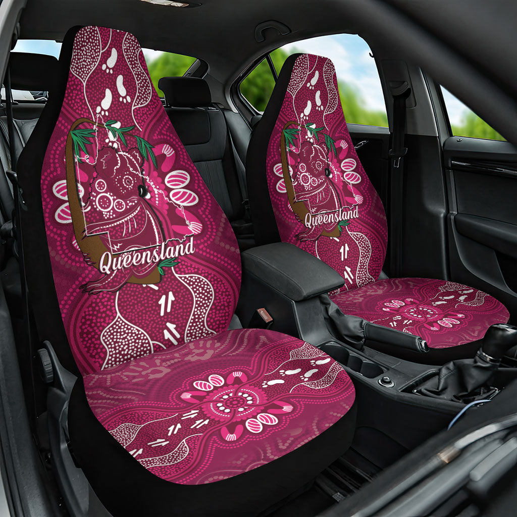 Australia Queensland Day Car Seat Cover Koala With Map Aboriginal Art