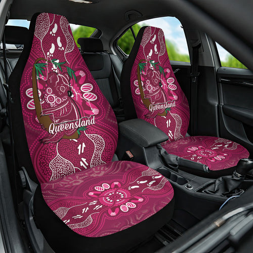 Australia Queensland Day Car Seat Cover Koala With Map Aboriginal Art