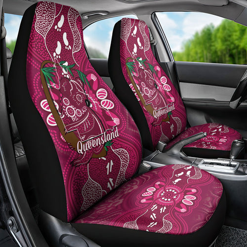 Australia Queensland Day Car Seat Cover Koala With Map Aboriginal Art