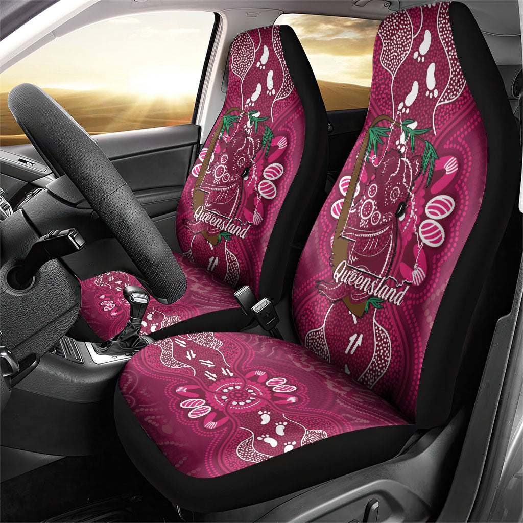 Australia Queensland Day Car Seat Cover Koala With Map Aboriginal Art