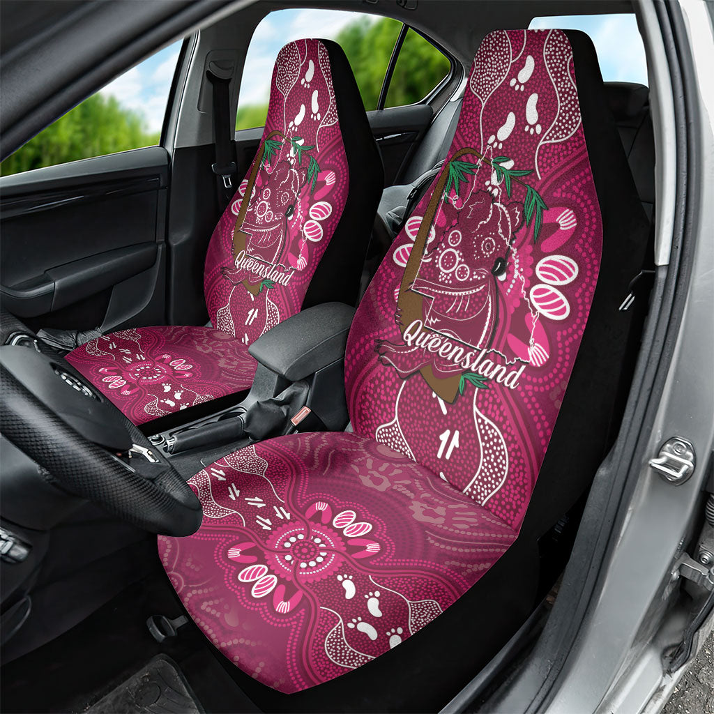 Australia Queensland Day Car Seat Cover Koala With Map Aboriginal Art
