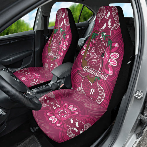 Australia Queensland Day Car Seat Cover Koala With Map Aboriginal Art