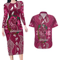Australia Queensland Day Couples Matching Long Sleeve Bodycon Dress and Hawaiian Shirt Koala With Map Aboriginal Art