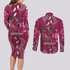 Australia Queensland Day Couples Matching Long Sleeve Bodycon Dress and Long Sleeve Button Shirt Koala With Map Aboriginal Art
