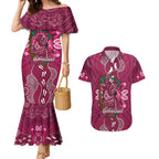 Australia Queensland Day Couples Matching Mermaid Dress and Hawaiian Shirt Koala With Map Aboriginal Art
