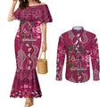 Australia Queensland Day Couples Matching Mermaid Dress and Long Sleeve Button Shirt Koala With Map Aboriginal Art