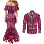 Australia Queensland Day Couples Matching Mermaid Dress and Long Sleeve Button Shirt Koala With Map Aboriginal Art