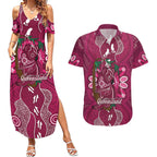 Australia Queensland Day Couples Matching Summer Maxi Dress and Hawaiian Shirt Koala With Map Aboriginal Art