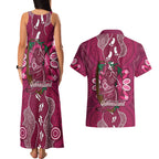 Australia Queensland Day Couples Matching Tank Maxi Dress and Hawaiian Shirt Koala With Map Aboriginal Art