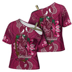 Australia Queensland Day Cross Shoulder Shirt Koala With Map Aboriginal Art