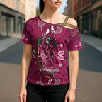 Australia Queensland Day Cross Shoulder Shirt Koala With Map Aboriginal Art