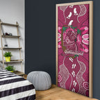 Australia Queensland Day Door Cover Koala With Map Aboriginal Art