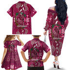 Australia Queensland Day Family Matching Off The Shoulder Long Sleeve Dress and Hawaiian Shirt Koala With Map Aboriginal Art