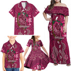 Australia Queensland Day Family Matching Off Shoulder Maxi Dress and Hawaiian Shirt Koala With Map Aboriginal Art