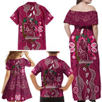 Australia Queensland Day Family Matching Off Shoulder Maxi Dress and Hawaiian Shirt Koala With Map Aboriginal Art
