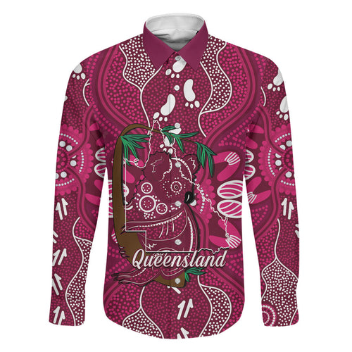 Australia Queensland Day Family Matching Off Shoulder Short Dress and Hawaiian Shirt Koala With Map Aboriginal Art