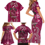 Australia Queensland Day Family Matching Short Sleeve Bodycon Dress and Hawaiian Shirt Koala With Map Aboriginal Art