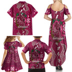 Australia Queensland Day Family Matching Summer Maxi Dress and Hawaiian Shirt Koala With Map Aboriginal Art