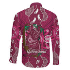 Australia Queensland Day Family Matching Summer Maxi Dress and Hawaiian Shirt Koala With Map Aboriginal Art