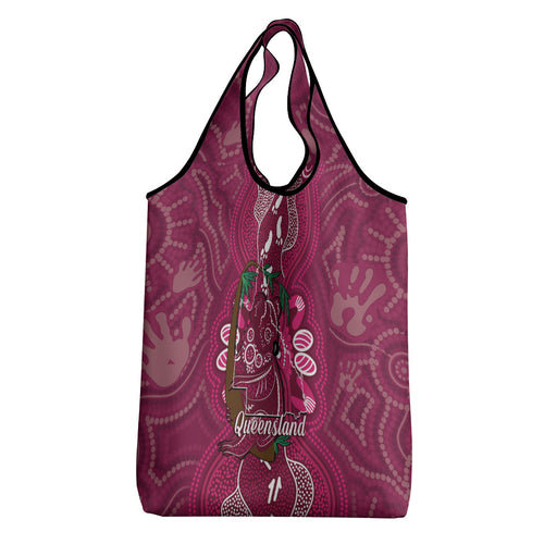 Australia Queensland Day Grocery Bag Koala With Map Aboriginal Art