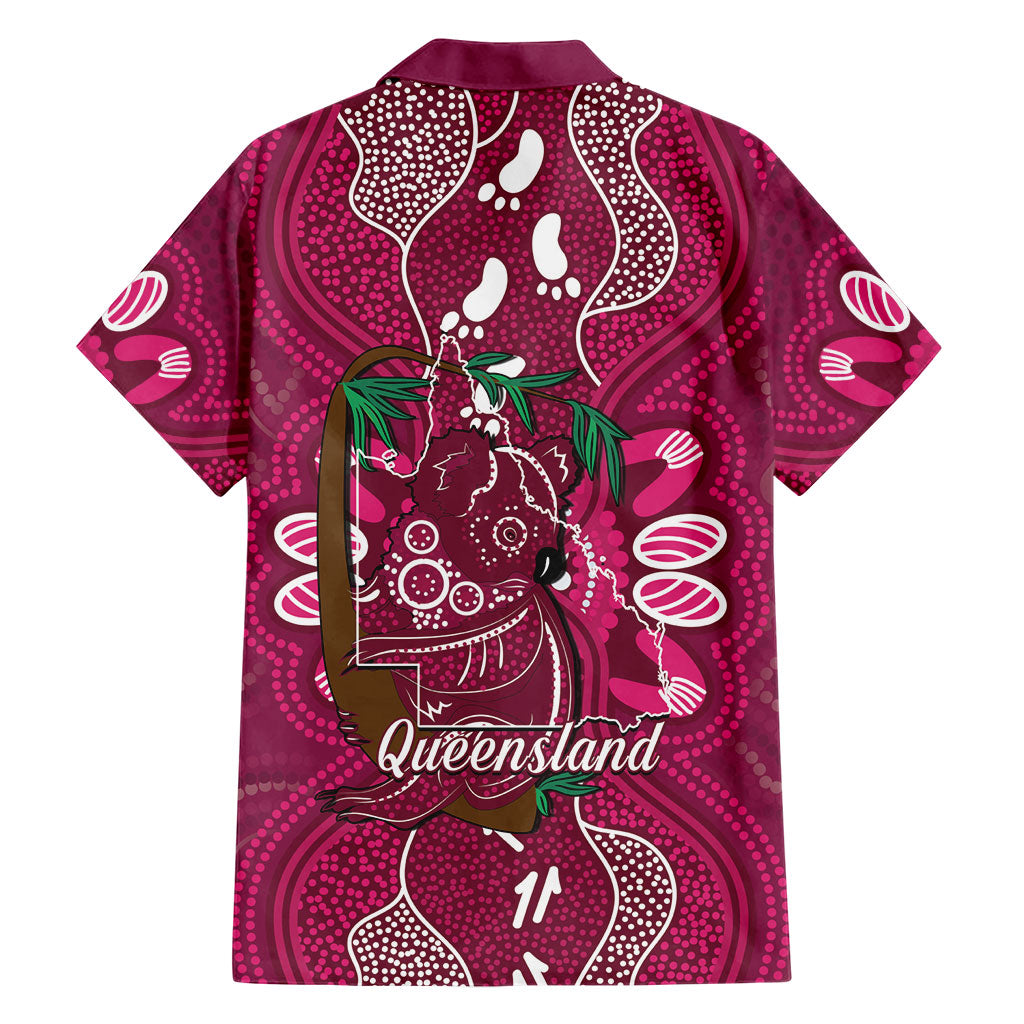 Australia Queensland Day Hawaiian Shirt Koala With Map Aboriginal Art