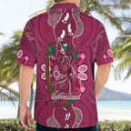 Australia Queensland Day Hawaiian Shirt Koala With Map Aboriginal Art