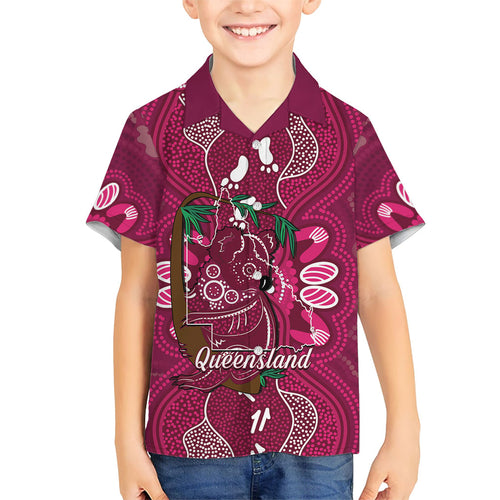 Australia Queensland Day Hawaiian Shirt Koala With Map Aboriginal Art