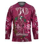 Australia Queensland Day Hockey Jersey Koala With Map Aboriginal Art
