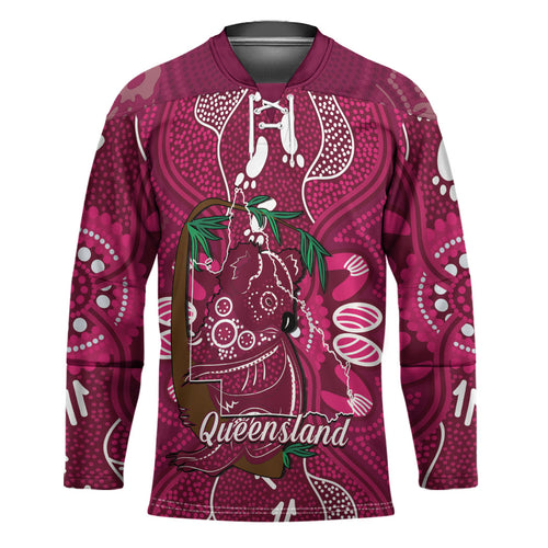 Australia Queensland Day Hockey Jersey Koala With Map Aboriginal Art