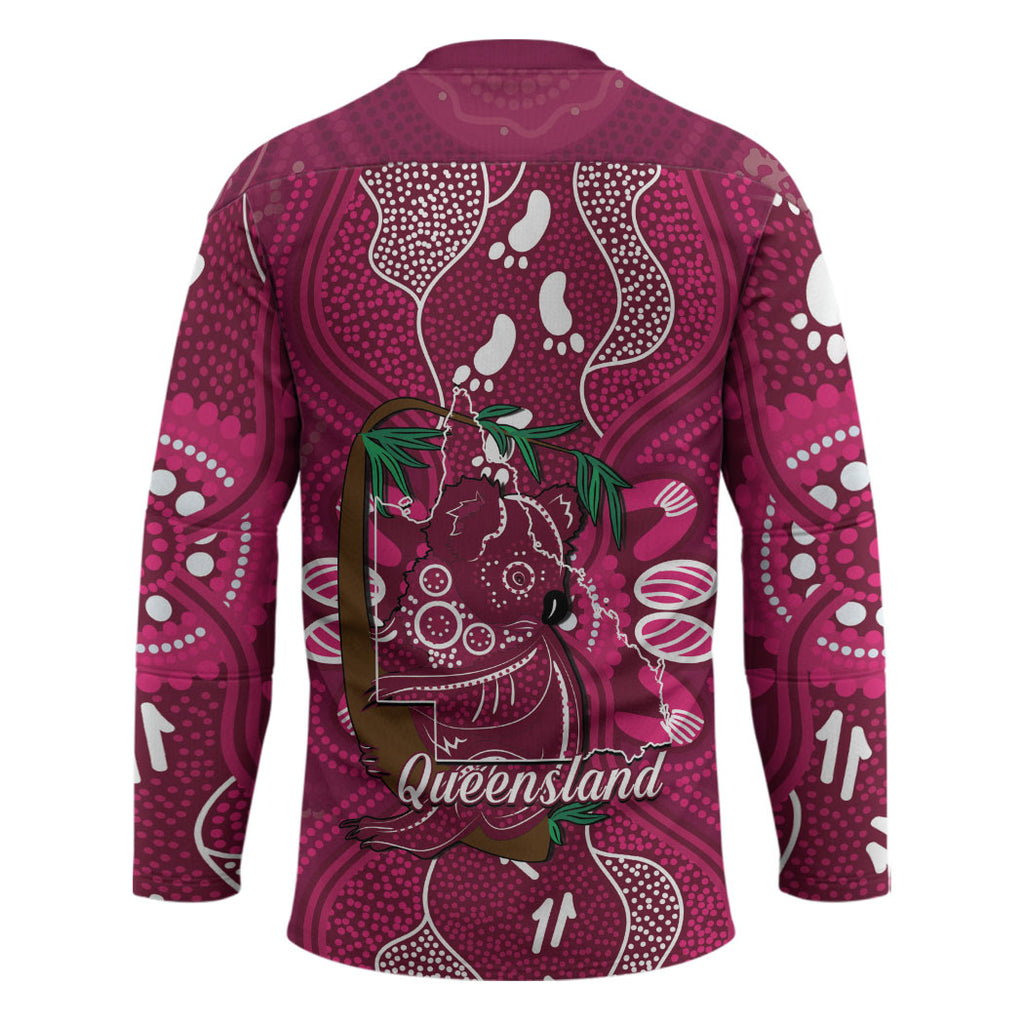 Australia Queensland Day Hockey Jersey Koala With Map Aboriginal Art