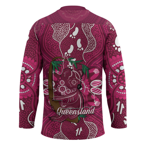 Australia Queensland Day Hockey Jersey Koala With Map Aboriginal Art