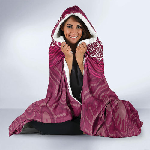Australia Queensland Day Hooded Blanket Koala With Map Aboriginal Art
