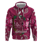 Australia Queensland Day Hoodie Koala With Map Aboriginal Art