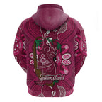 Australia Queensland Day Hoodie Koala With Map Aboriginal Art