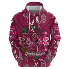Australia Queensland Day Hoodie Koala With Map Aboriginal Art